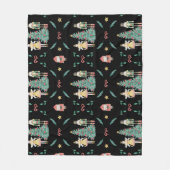Schattigee kerst notenkraker op een zwarte achterg fleece deken (Voorkant)