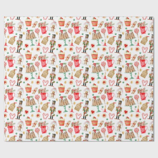 Schattigee kerst Nut-cracker Gingerbread Cadeaupapier (Vlak)