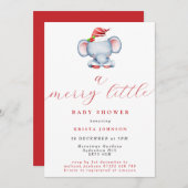 Schattigee Kerst Olifant Vrolijk klein Baby shower Kaart (Voorkant / Achterkant)
