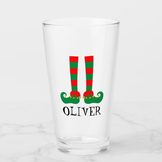 Schattigee Kerst partij elf voeten gepersonaliseer Glas (Voorkant)