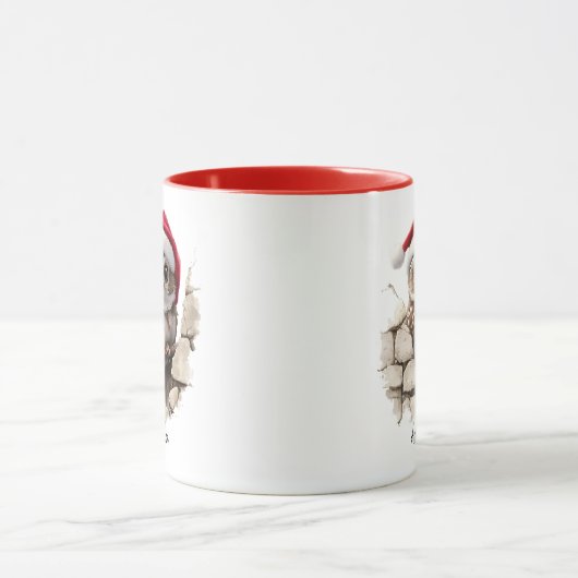Schattigee kerst Peeking Uil met Santa Hat Custom Mok (Midden)