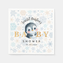 Schattigee kerst pinguïn Baby shower servetten