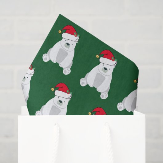 Schattigee Kerst Polar Beer Santa Kinder Groen Tissuepapier (Cadeauzakje)