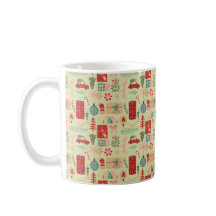 Schattigee Kerst Preppy Roze Mint Groene Illustrat