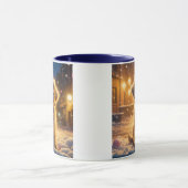 Schattigee kerst Puppies op een sneeuwnacht Mok (Midden)