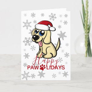 Schattigee Kerst Puppy Dog w Santa Hat Grappig Feestdagen Kaart