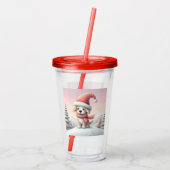 Schattigee kerst puppy in santa hoed acryl drinkbeker (Achterkant)