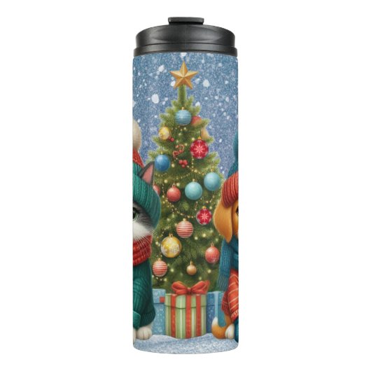 Schattigee kerst puppy & kitten thermosbeker (Voorkant)