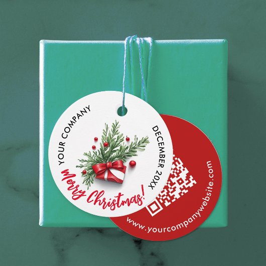 Schattigee Kerst Red Bow Company QR Code Waterverf Bedankjes Labels