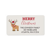 Schattigee kerst rendier familienaam etiket (Voorkant)