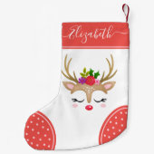 Schattigee Kerst Rendier Monogram Kous Kleine Kerstsok (Achterkant)