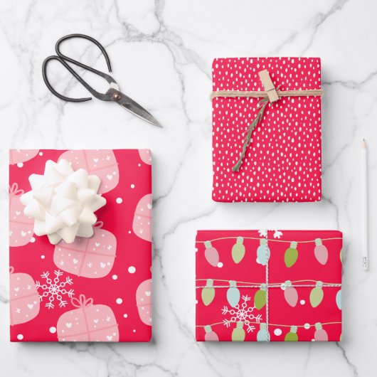 Schattigee kerst rode doedel inpakpapier vel (Voorkant)