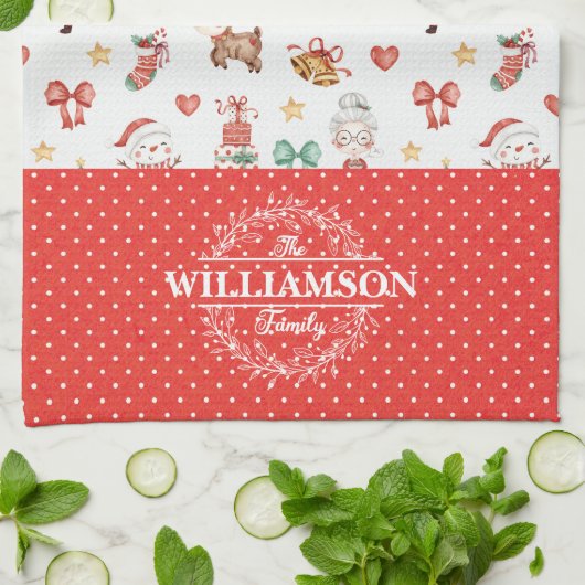 Schattigee Kerst Santa Gingerbread Man Monogram Theedoek (Gevouwen)