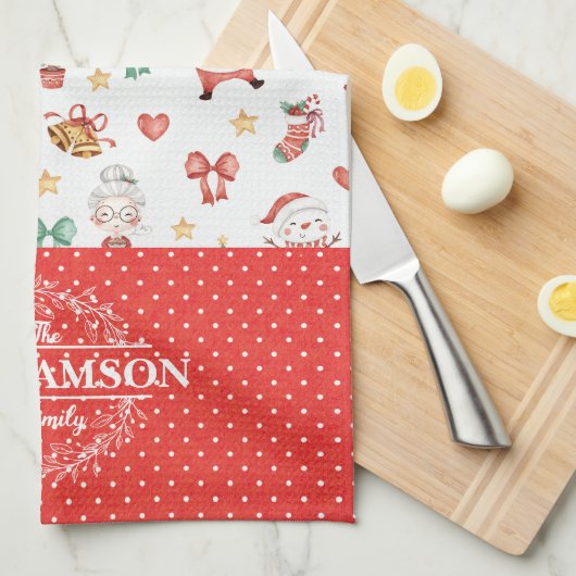 Schattigee Kerst Santa Gingerbread Man Monogram Theedoek (Quarter Fold)