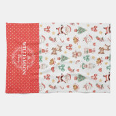 Schattigee Kerst Santa Gingerbread Man Monogram Theedoek (Horizontaal)