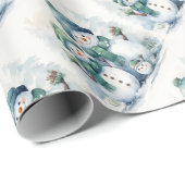 Schattigee kerst sneeuwman familie cadeaupapier (Rol Hoek)