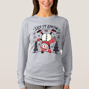 Schattigee kerst sneeuwman laat het sneeuwen t-shirt
