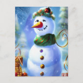 Schattigee kerst sneeuwman met Cadeaus Briefkaart (Voorkant)