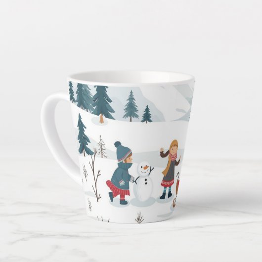 Schattigee kerst sneeuwpatroon monogrammed latte mok (Linkerhoek)