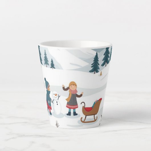 Schattigee kerst sneeuwpatroon monogrammed latte mok (Voorkant)