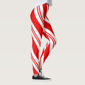 Schattigee kerst snoep riet rood gestript patroon leggings (Rechts)