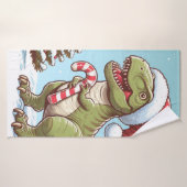 Schattigee kerst snoepriet dinosaurus badhanddoek (Badhanddoek)