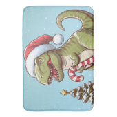 Schattigee kerst snoepriet dinosaurus badmat (Voorkant Verticaal)