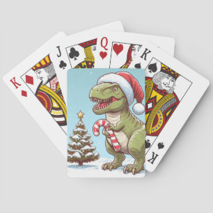 Schattigee kerst snoepriet dinosaurus pokerkaarten