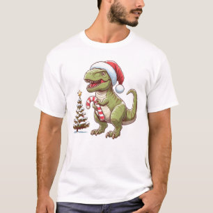 Schattigee kerst snoepriet dinosaurus t-shirt