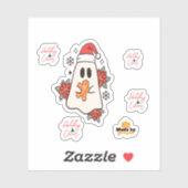 Schattigee kerst spook Mok | Vakantie Gingerbread Sticker (Vel)