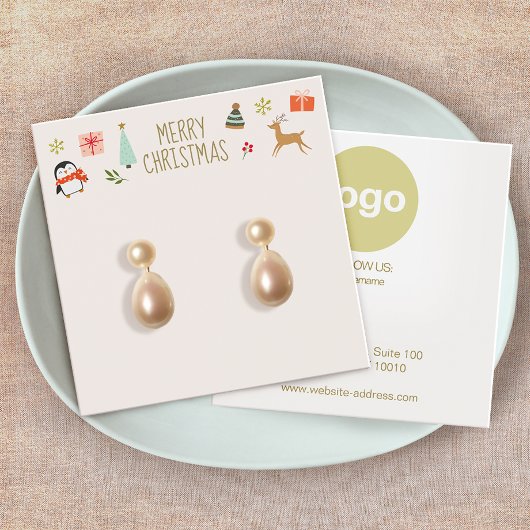 Schattigee kerst Stud Oorbel Logo Display Kaart