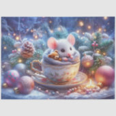 Schattigee Kerst Teacup Muis & Teddy Bear Decoupag Tissuepapier (Voorkant)