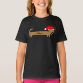Schattigee Kerst Teckel Custom Naam Kinder T-shirt (Voorkant)