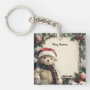 Schattigee Kerst Teddy Bear Illustratie Ontwerp Sleutelhanger