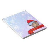 Schattigee Kerst Teddy Bear met Sneeuwvlokken Notitieblok (Schuin)