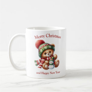 Schattigee kerst teddybeer knuffel sneeuwpop maret koffiemok