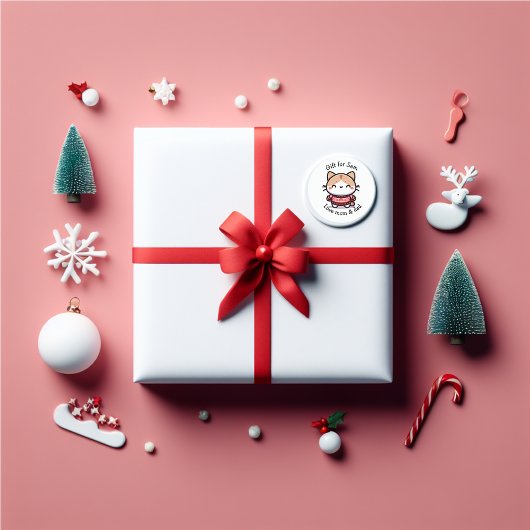 Schattigee kerst trui kat ronde sticker