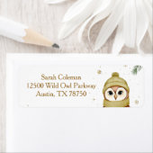 Schattigee kerst uil gouden sneeuwvlokken retourad etiket (Insitu)