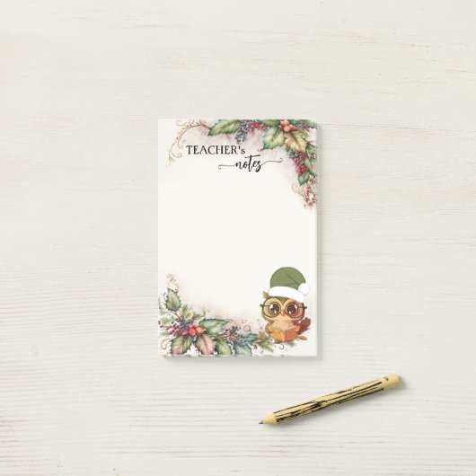 Schattigee kerst uil leraar post-it® notes (Op bureau)