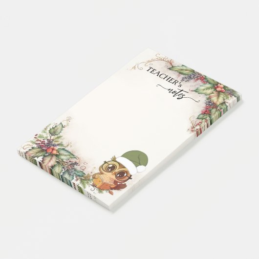 Schattigee kerst uil leraar post-it® notes (Schuin)