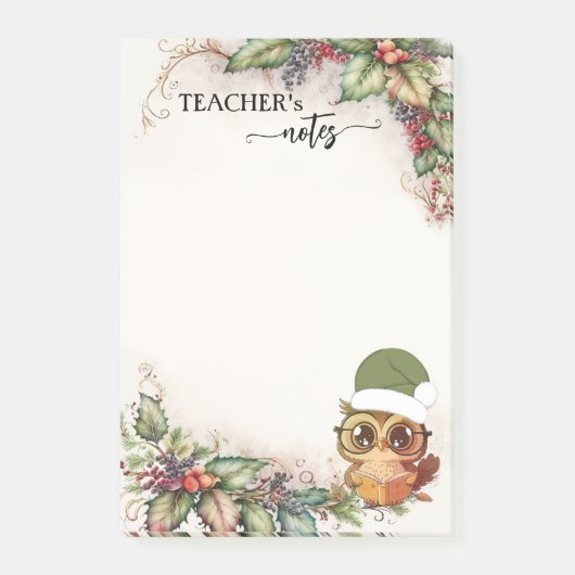 Schattigee kerst uil leraar post-it® notes (Voorkant)