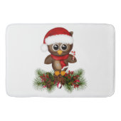 Schattigee kerst uil op dennentak badmat (Voorkant)