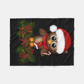 Schattigee kerst uil op dennentak fleece deken (Voorkant (Horizontaal))