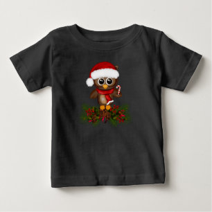 Schattigee kerst uil op Pine Branch Baby Shirt
