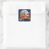 Schattigee Kerst Uilen & Aangepaste tekst sticker (Tas)
