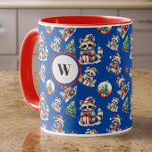 Schattigee kerst wasberen met geschenken sneeuwbol mok