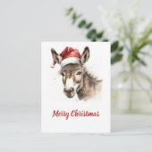 Schattigee Kerst Waterverf Ezel Briefkaart (Staand voorkant)