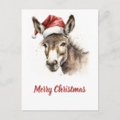 Schattigee Kerst Waterverf Ezel Briefkaart (Voorkant)