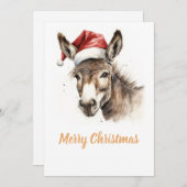 Schattigee Kerst Waterverf Ezel Feestdagenkaart (Voorkant / Achterkant)