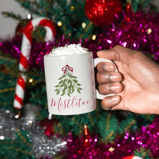 Schattigee Kerst Whimsical Mistletoe Waterverf Koffiemok